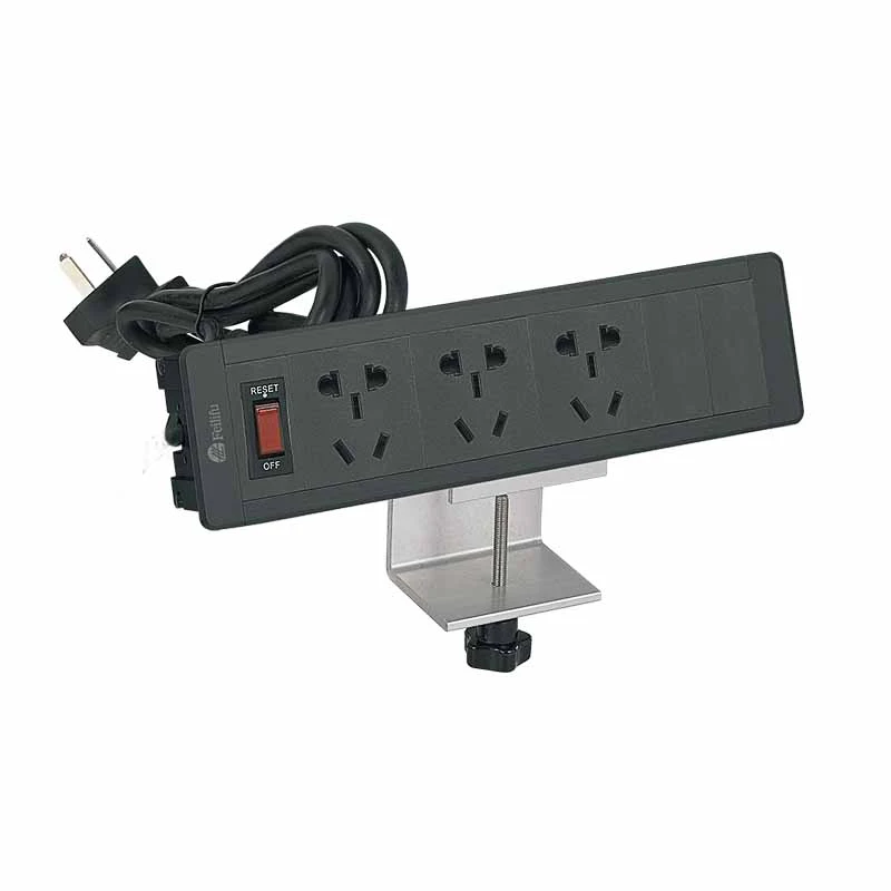 Removable Clamp Mount Table Power Strip Socket with Bracket