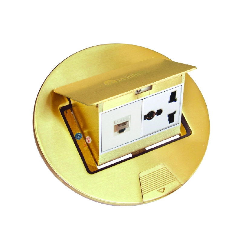 Pop up Floor Socket Brass 3 Pin Universal Socket