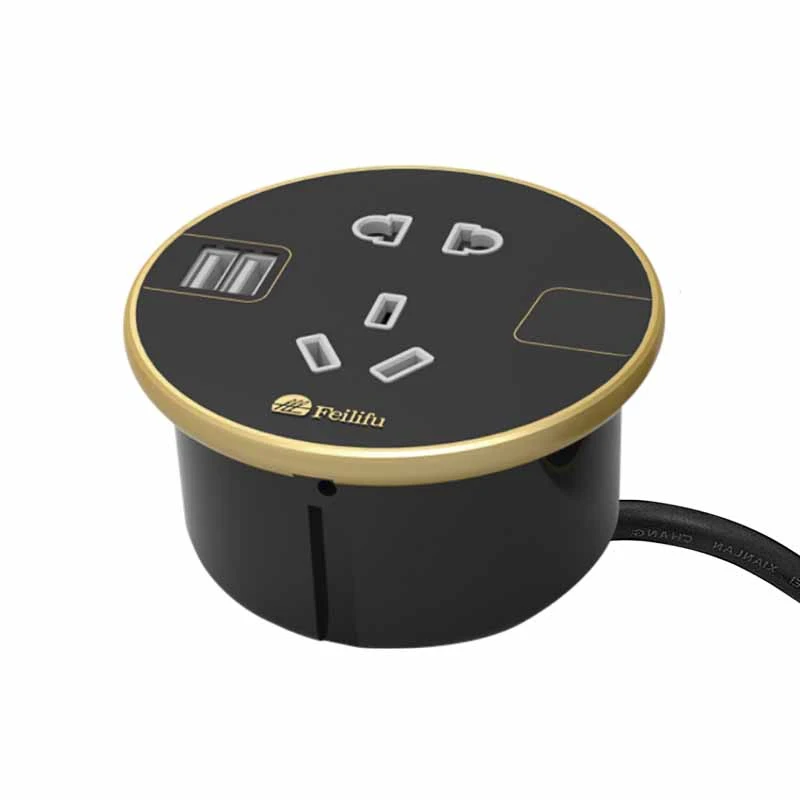 Embedded Round Desktop Power Grommet with 2Usb Charger Port