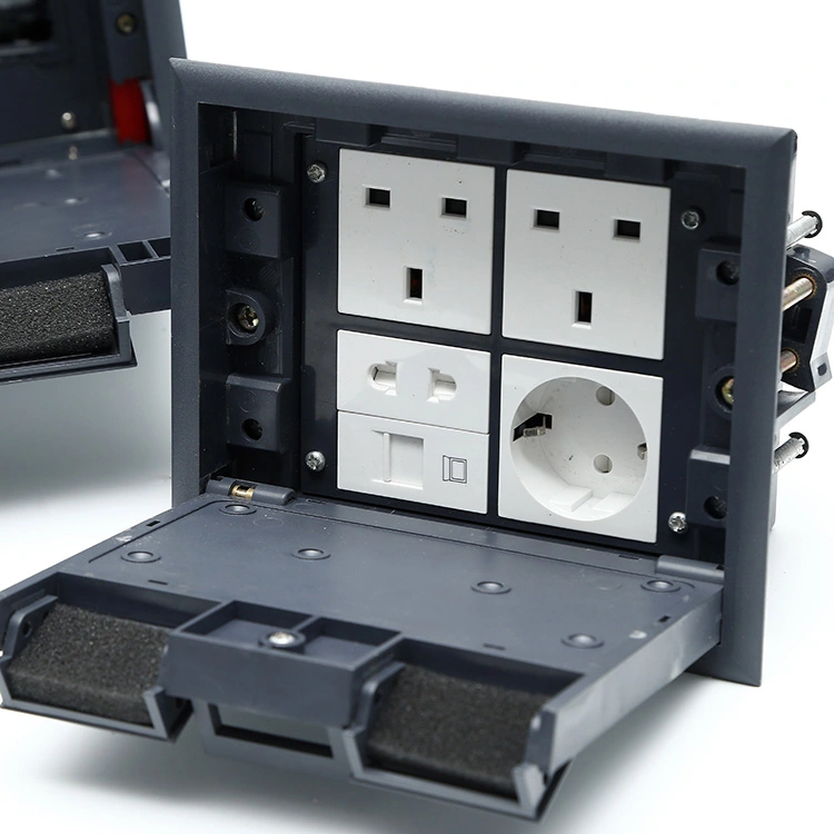 8 Module Capacity Socket Box Black Cover Plastic Floor Socket